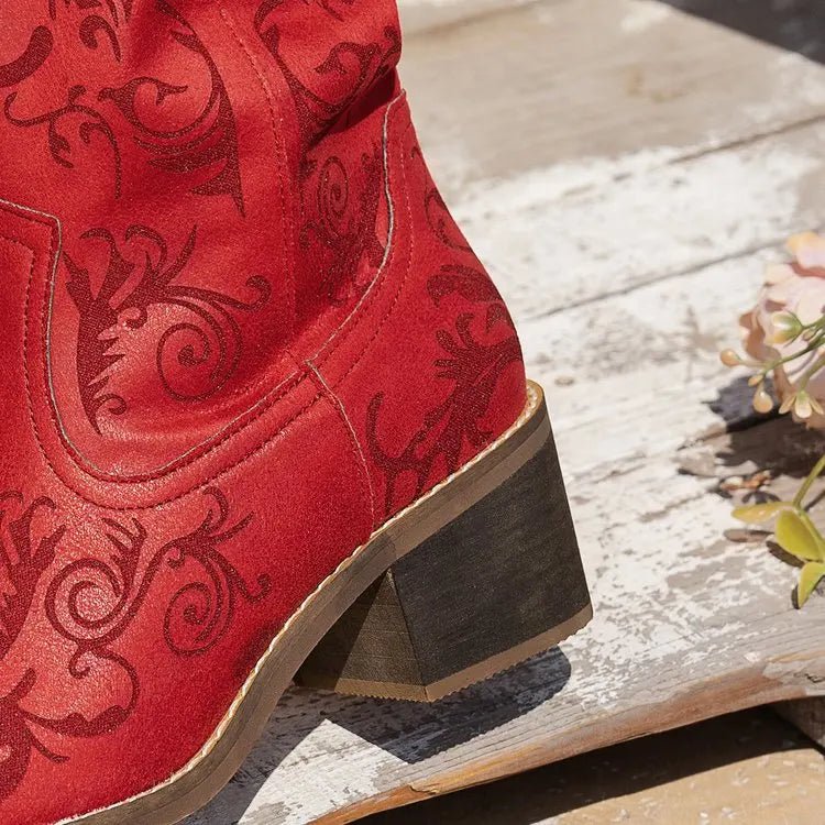 2025 Women's Fashion Solid Color Pedal Wedge Heel Embroidery High Boot Trend High Boots Women Knee High Pointed Toe Boots 326 - American Thistle2025 Women's Fashion Solid Color Pedal Wedge Heel Embroidery High Boot Trend High Boots Women Knee High Pointed Toe Boots 326