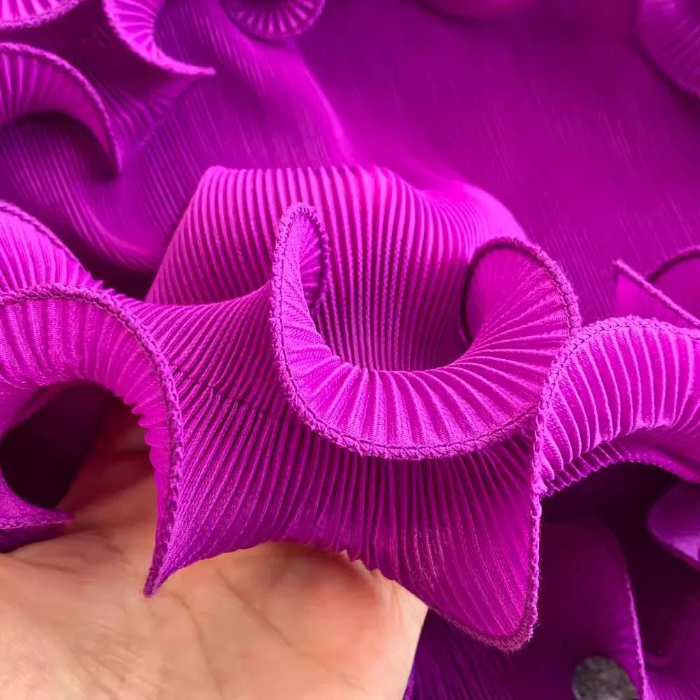 3D Ruffles Splice Pleated Dresses Women's Solid Color with Belt - American Thistle 3D Ruffles Splice Pleated Dresses Women's Solid Color with Belt