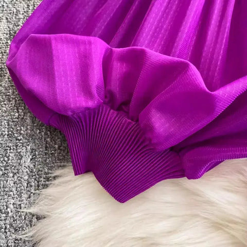 3D Ruffles Splice Pleated Dresses Women's Solid Color with Belt - American Thistle 3D Ruffles Splice Pleated Dresses Women's Solid Color with Belt