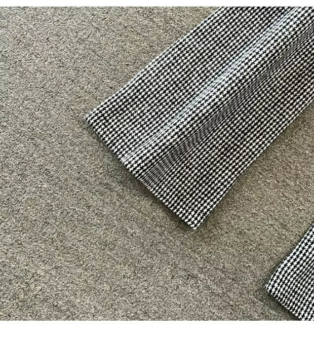 Fashionable Tweed Wide Leg Pant Suit High Waist Slimming Jumpsuit