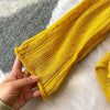 Slimming Knitted Long-Sleeve Pullover with Belt Design for Women Autumn yellow 1