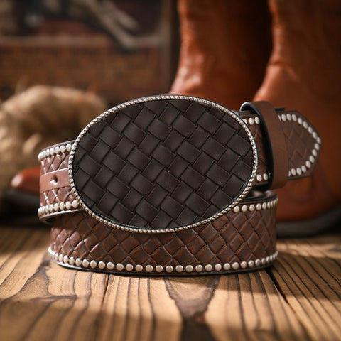 A casual and retro belt, a waist accessory for Western - style clothing, metal buckle, PU belt, suitable for both men and women - American ThistleA casual and retro belt, a waist accessory for Western - style clothing, metal buckle, PU belt, suitable for both men and women