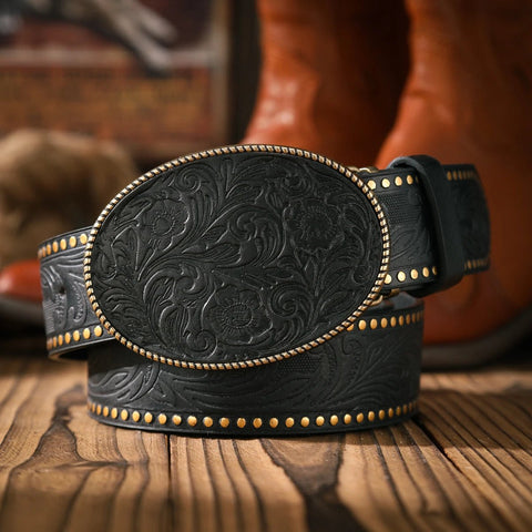 A casual and retro belt, a waist accessory for Western - style clothing, metal buckle, PU belt, suitable for both men and women - American ThistleA casual and retro belt, a waist accessory for Western - style clothing, metal buckle, PU belt, suitable for both men and women