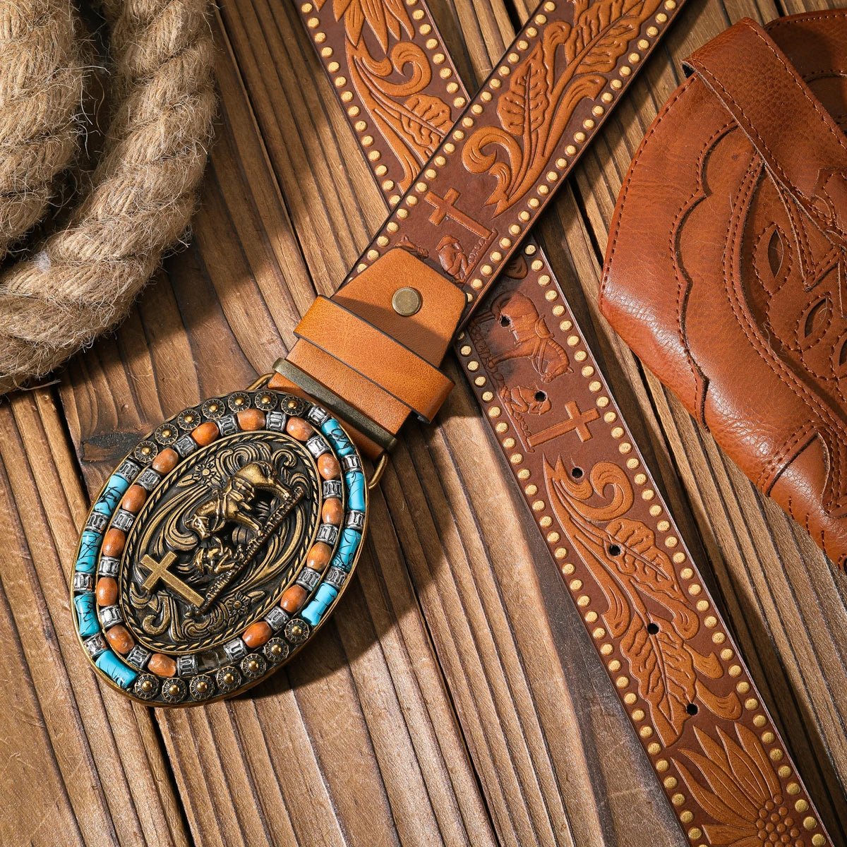 A casual and retro belt, a waist accessory for Western - style clothing, metal buckle, PU belt, suitable for both men and women - American ThistleA casual and retro belt, a waist accessory for Western - style clothing, metal buckle, PU belt, suitable for both men and women