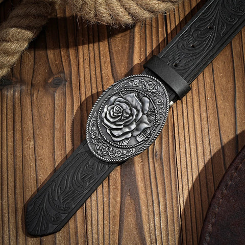 A casual, individual and retro belt, Western - style clothing accessory, metal buckle, PU belt, suitable for both men and women - American ThistleA casual, individual and retro belt, Western - style clothing accessory, metal buckle, PU belt, suitable for both men and women