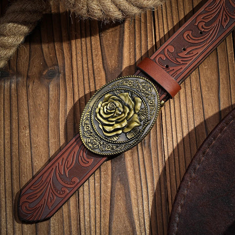 A casual, individual and retro belt, Western - style clothing accessory, metal buckle, PU belt, suitable for both men and women - American ThistleA casual, individual and retro belt, Western - style clothing accessory, metal buckle, PU belt, suitable for both men and women