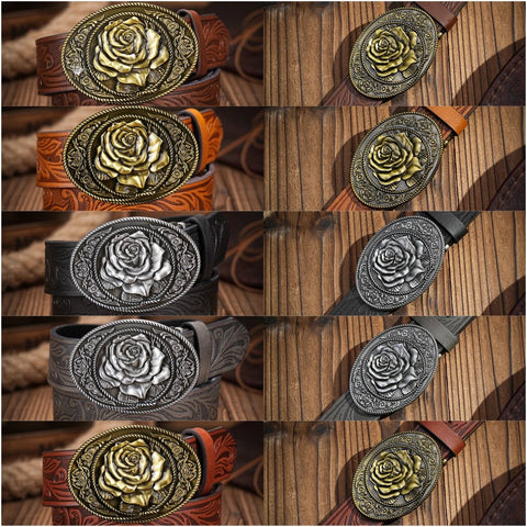 A casual, individual and retro belt, Western - style clothing accessory, metal buckle, PU belt, suitable for both men and women - American ThistleA casual, individual and retro belt, Western - style clothing accessory, metal buckle, PU belt, suitable for both men and women