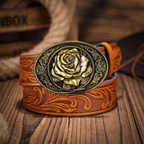 A casual, individual and retro belt, Western - style clothing accessory, metal buckle, PU belt, suitable for both men and women - American ThistleA casual, individual and retro belt, Western - style clothing accessory, metal buckle, PU belt, suitable for both men and women