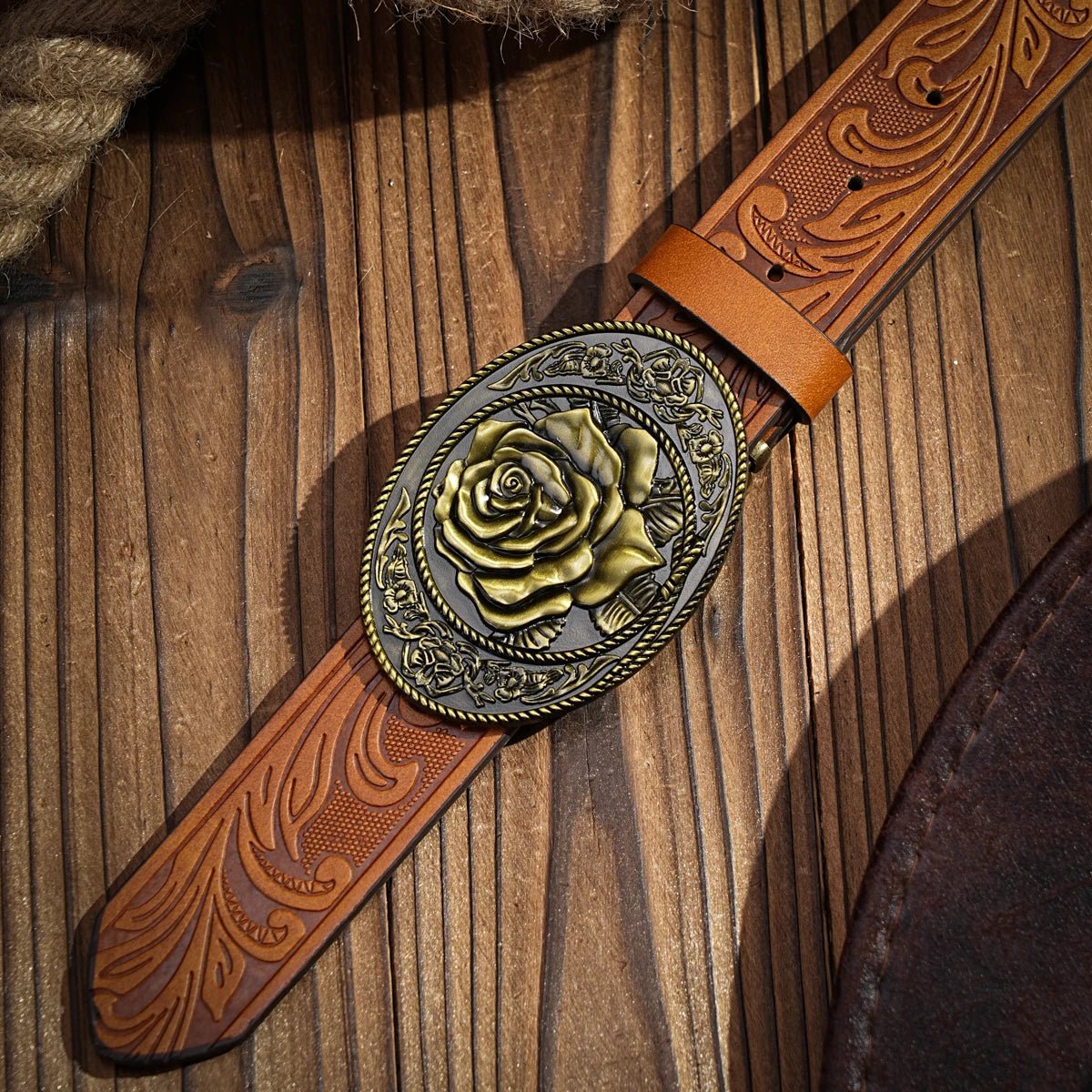 A casual, individual and retro belt, Western - style clothing accessory, metal buckle, PU belt, suitable for both men and women - American ThistleA casual, individual and retro belt, Western - style clothing accessory, metal buckle, PU belt, suitable for both men and women