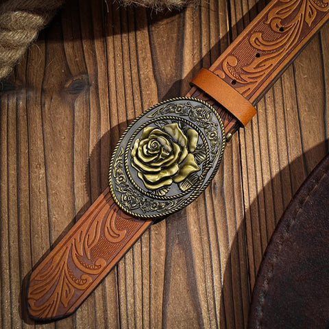 A casual, individual and retro belt, Western - style clothing accessory, metal buckle, PU belt, suitable for both men and women - American ThistleA casual, individual and retro belt, Western - style clothing accessory, metal buckle, PU belt, suitable for both men and women