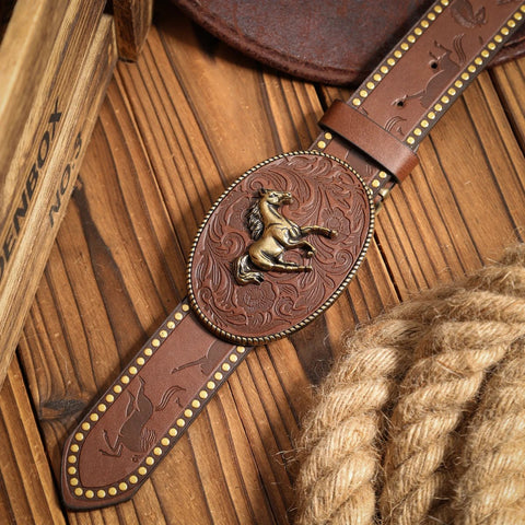 A casual retro belt, a Western - style clothing accessory with metal buckle women - American ThistleA casual retro belt, a Western - style clothing accessory with metal buckle women