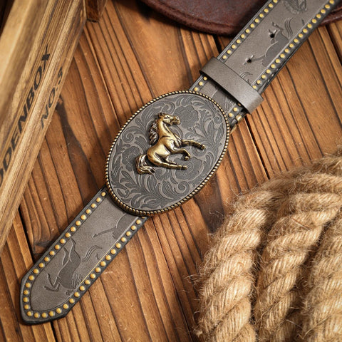 A casual retro belt, a Western - style clothing accessory with metal buckle women - American ThistleA casual retro belt, a Western - style clothing accessory with metal buckle women