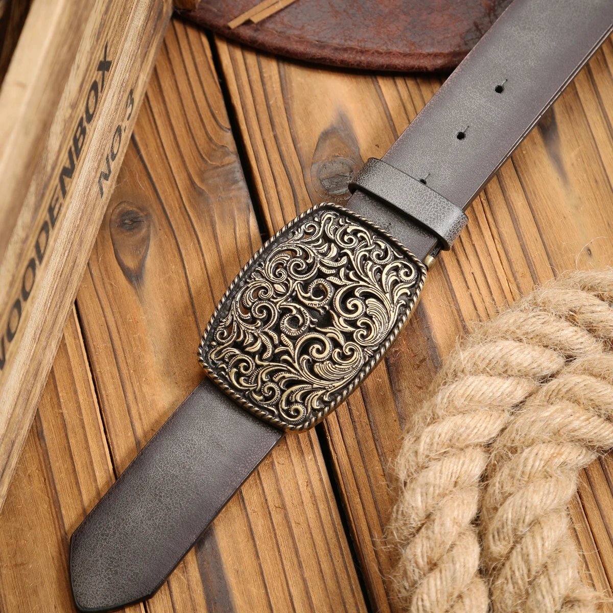 A Western - buckle PU belt suitable for both men and women, a unique and retro brown belt (with perforated nails included) - American ThistleA Western - buckle PU belt suitable for both men and women, a unique and retro brown belt (with perforated nails included)