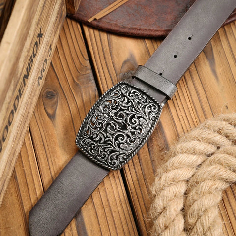 A Western - buckle PU belt suitable for both men and women, a unique and retro brown belt (with perforated nails included) - American ThistleA Western - buckle PU belt suitable for both men and women, a unique and retro brown belt (with perforated nails included)