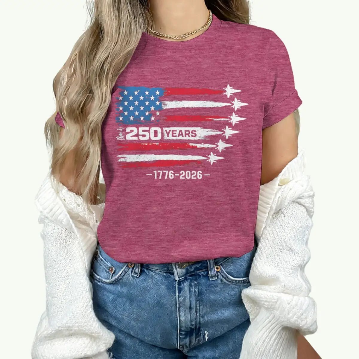 America 250th Anniversary T-shirt women 1776 - 2026 Patriotic Tees Vintage USA Flag Short Sleeve - American ThistleAmerica 250th Anniversary T-shirt women 1776 - 2026 Patriotic Tees Vintage USA Flag Short Sleeve