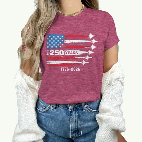 America 250th Anniversary T-shirt women 1776 - 2026 Patriotic Tees Vintage USA Flag Short Sleeve - American ThistleAmerica 250th Anniversary T-shirt women 1776 - 2026 Patriotic Tees Vintage USA Flag Short Sleeve