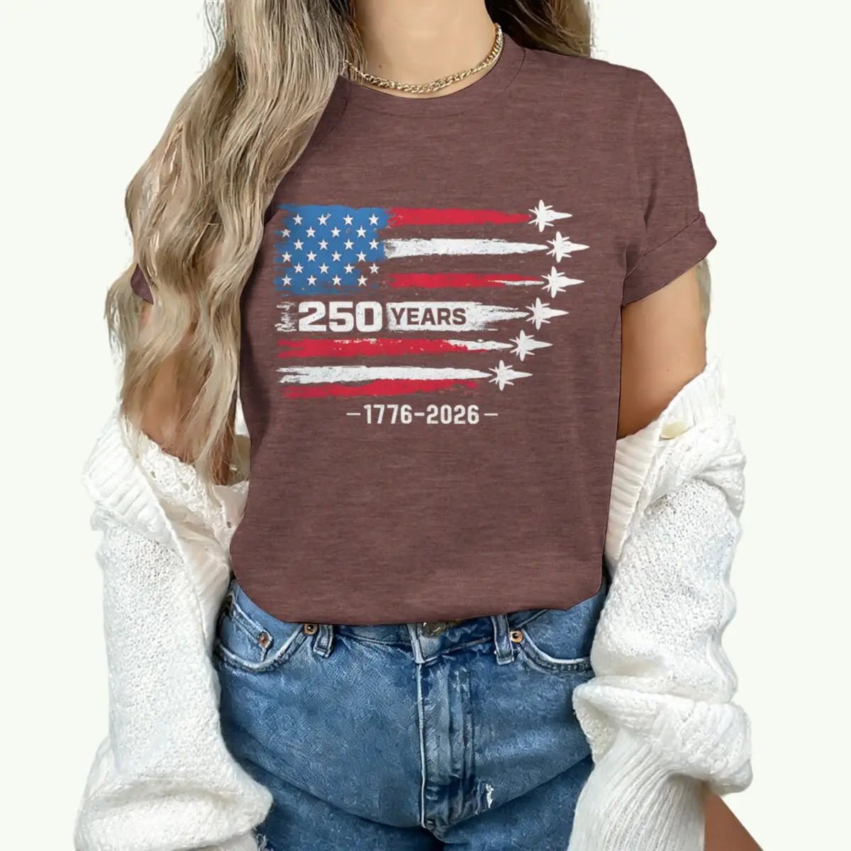 America 250th Anniversary T-shirt women 1776 - 2026 Patriotic Tees Vintage USA Flag Short Sleeve - American ThistleAmerica 250th Anniversary T-shirt women 1776 - 2026 Patriotic Tees Vintage USA Flag Short Sleeve