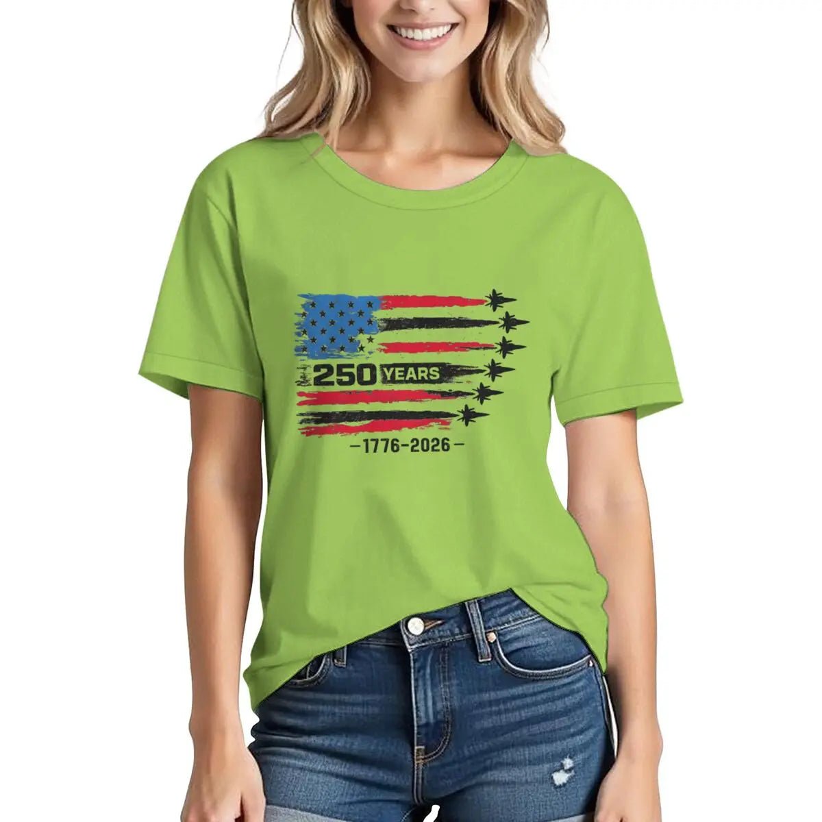 America 250th Anniversary T-shirt women 1776 - 2026 Patriotic Tees Vintage USA Flag Short Sleeve - American ThistleAmerica 250th Anniversary T-shirt women 1776 - 2026 Patriotic Tees Vintage USA Flag Short Sleeve