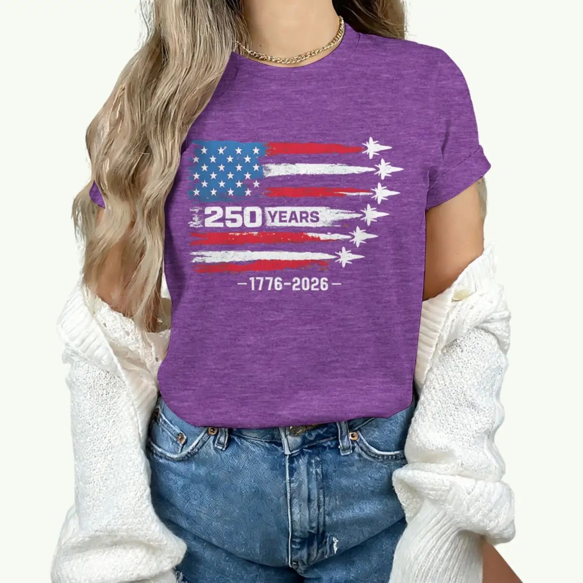 America 250th Anniversary T-shirt women 1776 - 2026 Patriotic Tees Vintage USA Flag Short Sleeve - American ThistleAmerica 250th Anniversary T-shirt women 1776 - 2026 Patriotic Tees Vintage USA Flag Short Sleeve