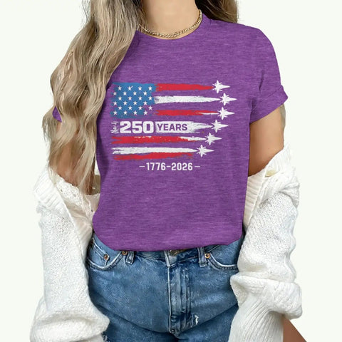 America 250th Anniversary T-shirt women 1776 - 2026 Patriotic Tees Vintage USA Flag Short Sleeve - American ThistleAmerica 250th Anniversary T-shirt women 1776 - 2026 Patriotic Tees Vintage USA Flag Short Sleeve