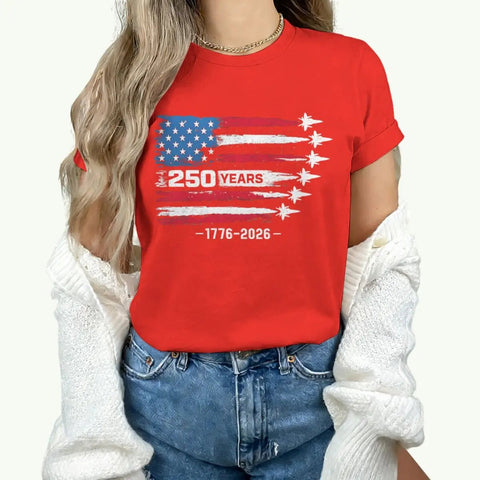 America 250th Anniversary T-shirt women 1776 - 2026 Patriotic Tees Vintage USA Flag Short Sleeve - American ThistleAmerica 250th Anniversary T-shirt women 1776 - 2026 Patriotic Tees Vintage USA Flag Short Sleeve