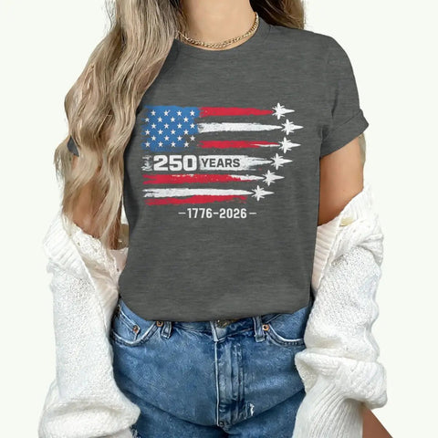 America 250th Anniversary T-shirt women 1776 - 2026 Patriotic Tees Vintage USA Flag Short Sleeve - American ThistleAmerica 250th Anniversary T-shirt women 1776 - 2026 Patriotic Tees Vintage USA Flag Short Sleeve