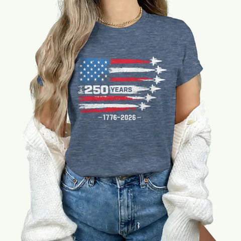 America 250th Anniversary T-shirt women 1776 - 2026 Patriotic Tees Vintage USA Flag Short Sleeve - American ThistleAmerica 250th Anniversary T-shirt women 1776 - 2026 Patriotic Tees Vintage USA Flag Short Sleeve