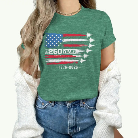 America 250th Anniversary T-shirt women 1776 - 2026 Patriotic Tees Vintage USA Flag Short Sleeve - American ThistleAmerica 250th Anniversary T-shirt women 1776 - 2026 Patriotic Tees Vintage USA Flag Short Sleeve