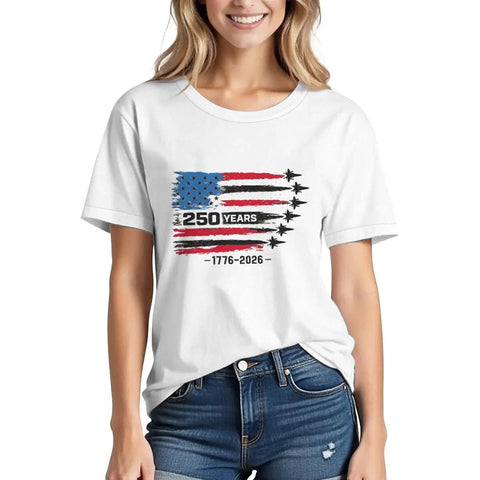 America 250th Anniversary T-shirt women 1776 - 2026 Patriotic Tees Vintage USA Flag Short Sleeve - American ThistleAmerica 250th Anniversary T-shirt women 1776 - 2026 Patriotic Tees Vintage USA Flag Short Sleeve