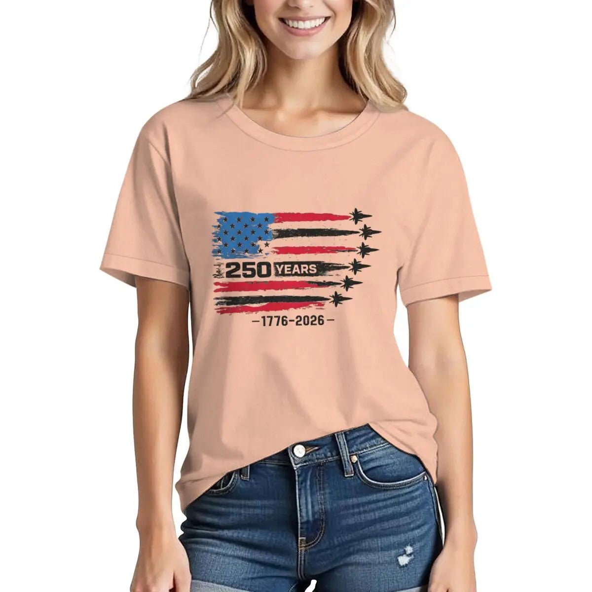 America 250th Anniversary T-shirt women 1776 - 2026 Patriotic Tees Vintage USA Flag Short Sleeve - American ThistleAmerica 250th Anniversary T-shirt women 1776 - 2026 Patriotic Tees Vintage USA Flag Short Sleeve