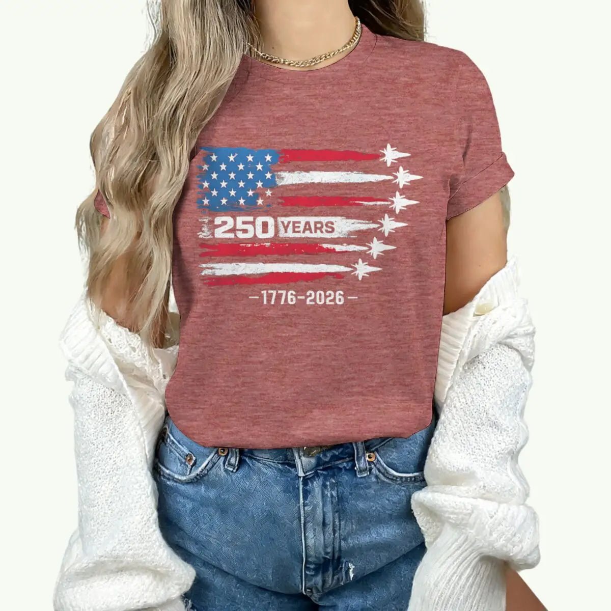 America 250th Anniversary T-shirt women 1776 - 2026 Patriotic Tees Vintage USA Flag Short Sleeve - American ThistleAmerica 250th Anniversary T-shirt women 1776 - 2026 Patriotic Tees Vintage USA Flag Short Sleeve