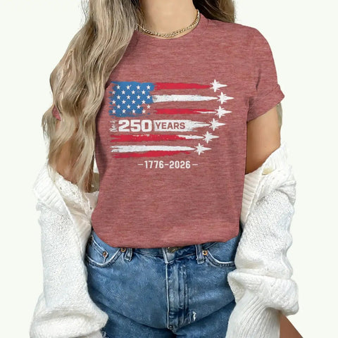 America 250th Anniversary T-shirt women 1776 - 2026 Patriotic Tees Vintage USA Flag Short Sleeve - American ThistleAmerica 250th Anniversary T-shirt women 1776 - 2026 Patriotic Tees Vintage USA Flag Short Sleeve