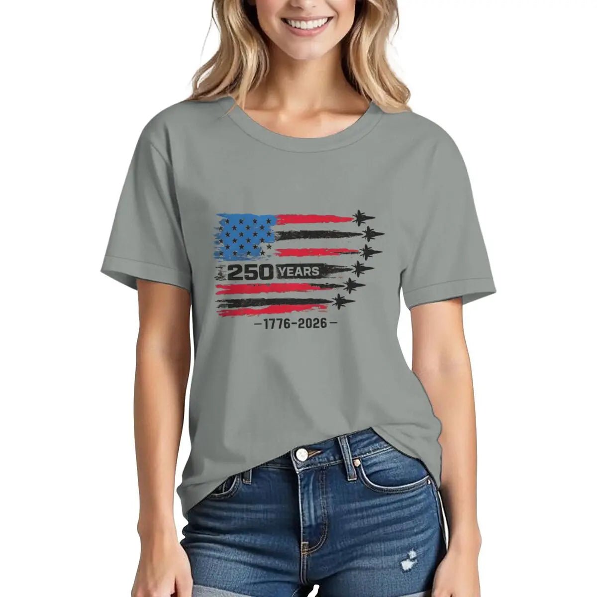 America 250th Anniversary T-shirt women 1776 - 2026 Patriotic Tees Vintage USA Flag Short Sleeve - American ThistleAmerica 250th Anniversary T-shirt women 1776 - 2026 Patriotic Tees Vintage USA Flag Short Sleeve