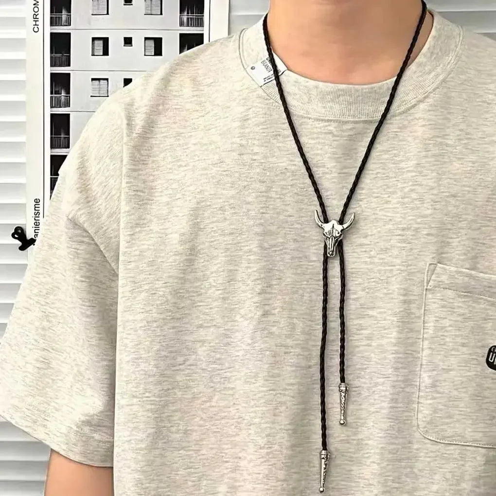 American Cowboy Garment Accessory Tie Adjustable Bull Head Western Cowboy Bolo Tie Pendant Necklace - American ThistleAmerican Cowboy Garment Accessory Tie Adjustable Bull Head Western Cowboy Bolo Tie Pendant Necklace