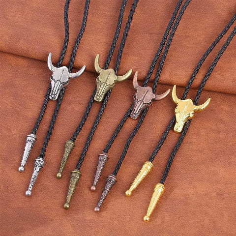 American Cowboy Garment Accessory Tie Adjustable Bull Head Western Cowboy Bolo Tie Pendant Necklace - American ThistleAmerican Cowboy Garment Accessory Tie Adjustable Bull Head Western Cowboy Bolo Tie Pendant Necklace