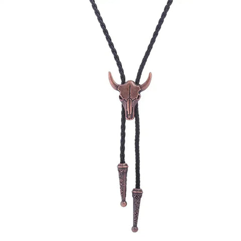 American Cowboy Garment Accessory Tie Adjustable Bull Head Western Cowboy Bolo Tie Pendant Necklace - American ThistleAmerican Cowboy Garment Accessory Tie Adjustable Bull Head Western Cowboy Bolo Tie Pendant Necklace