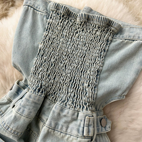 American Retro Streetwear Denim Jumpsuits Zipper Pocket High Waist Wide Legs Ripped Pants - American Thistle American Retro Streetwear Denim Jumpsuits Zipper Pocket High Waist Wide Legs Ripped Pants