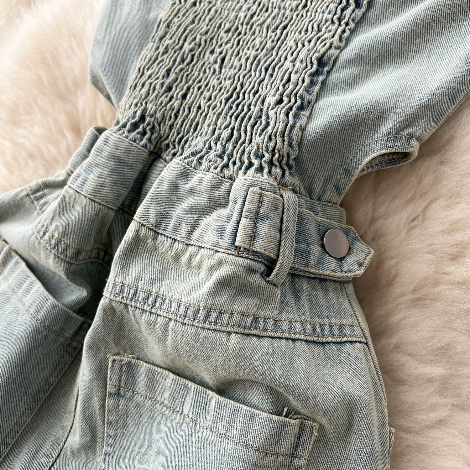 American Retro Streetwear Denim Jumpsuits Zipper Pocket High Waist Wide Legs Ripped Pants - American Thistle American Retro Streetwear Denim Jumpsuits Zipper Pocket High Waist Wide Legs Ripped Pants