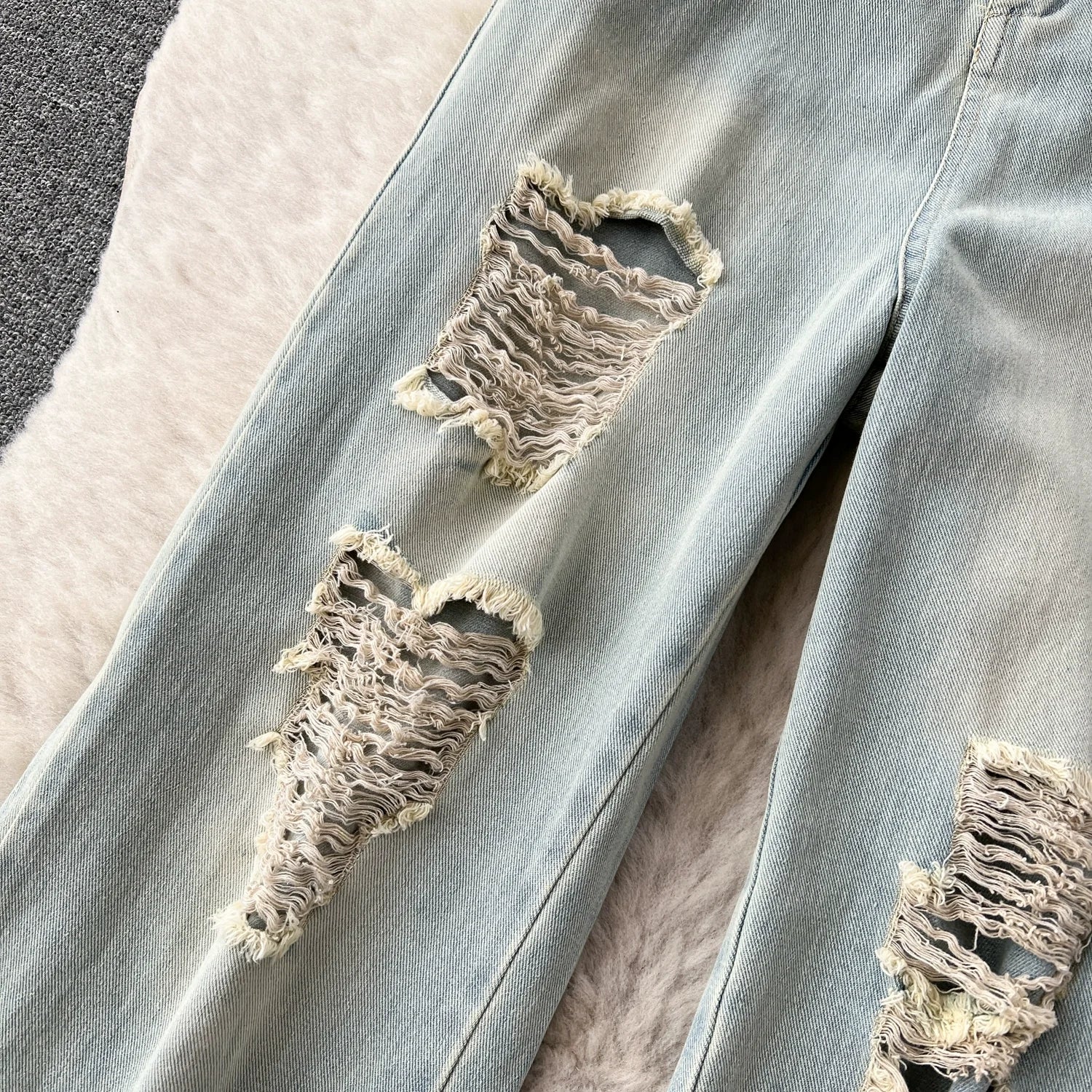 American Retro Streetwear Denim Jumpsuits Zipper Pocket High Waist Wide Legs Ripped Pants - American Thistle American Retro Streetwear Denim Jumpsuits Zipper Pocket High Waist Wide Legs Ripped Pants