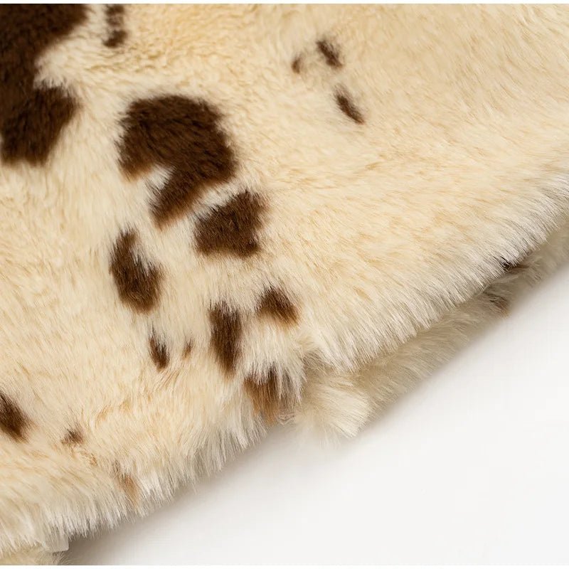 Animal Printed Turn - down Collar Short Jackets Women Fashion Solid Fur Zipper Pockets Coats Female Autumn Winter Chic Casual Coat - American Thistle Animal Printed Turn - down Collar Short Jackets Women Fashion Solid Fur Zipper Pockets Coats Female Autumn Winter Chic Casual Coat