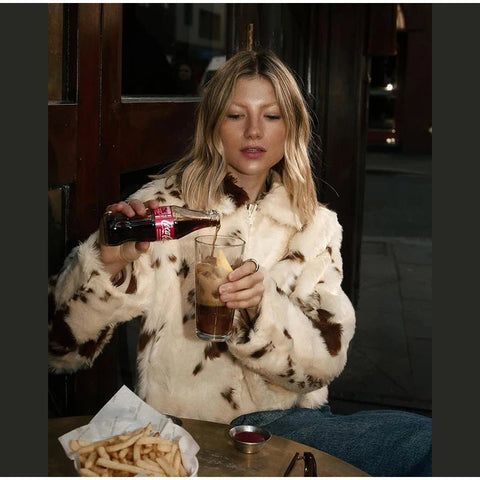 Animal Printed Turn - down Collar Short Jackets Women Fashion Solid Fur Zipper Pockets Coats Female Autumn Winter Chic Casual Coat - American Thistle Animal Printed Turn - down Collar Short Jackets Women Fashion Solid Fur Zipper Pockets Coats Female Autumn Winter Chic Casual Coat