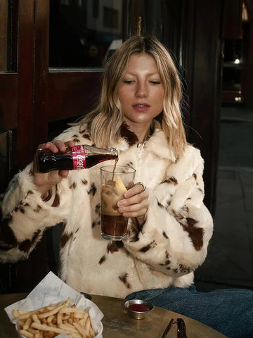 Animal Printed Turn - down Collar Short Jackets Women Fashion Solid Fur Zipper Pockets Coats Female Autumn Winter Chic Casual Coat - American Thistle Animal Printed Turn - down Collar Short Jackets Women Fashion Solid Fur Zipper Pockets Coats Female Autumn Winter Chic Casual Coat