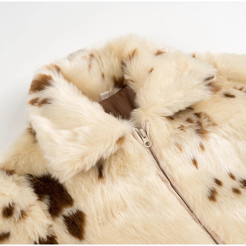 Animal Printed Turn - down Collar Short Jackets Women Fashion Solid Fur Zipper Pockets Coats Female Autumn Winter Chic Casual Coat - American Thistle Animal Printed Turn - down Collar Short Jackets Women Fashion Solid Fur Zipper Pockets Coats Female Autumn Winter Chic Casual Coat