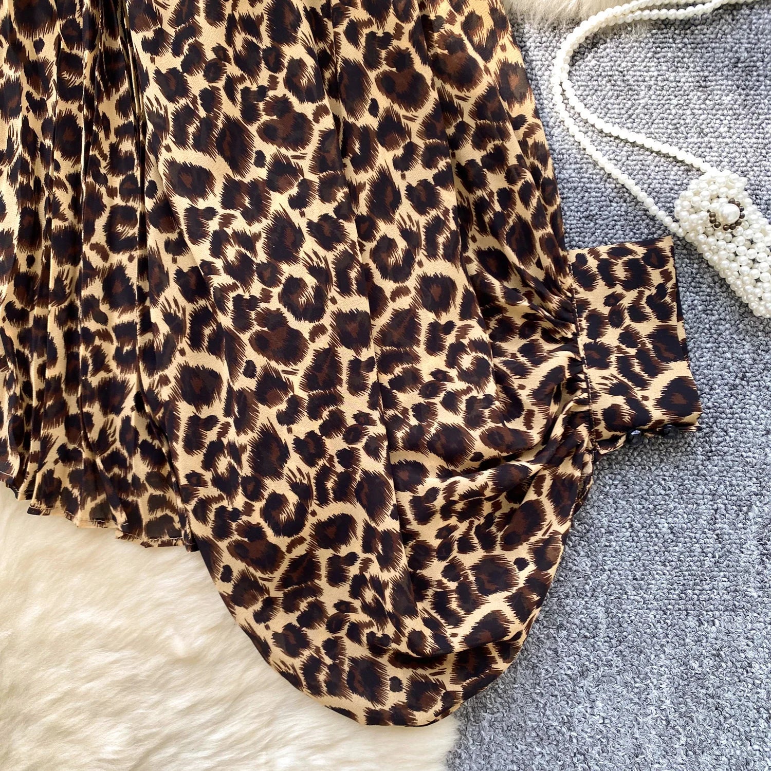 Autumn Chiffon Leopard Print Blouse Women Bow Neck Long Sleeves - American Thistle Autumn Chiffon Leopard Print Blouse Women Bow Neck Long Sleeves