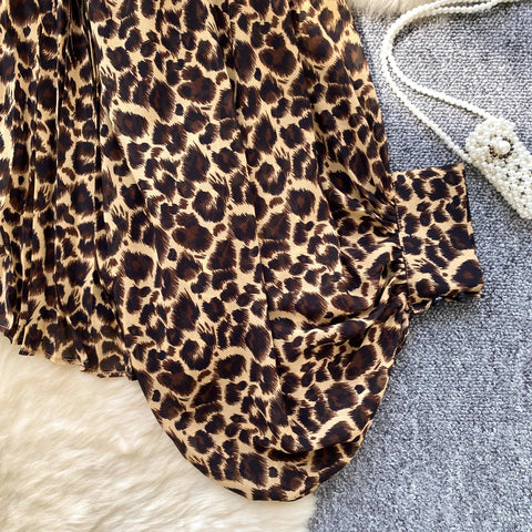 Autumn Chiffon Leopard Print Blouse Women Bow Neck Long Sleeves - American Thistle Autumn Chiffon Leopard Print Blouse Women Bow Neck Long Sleeves