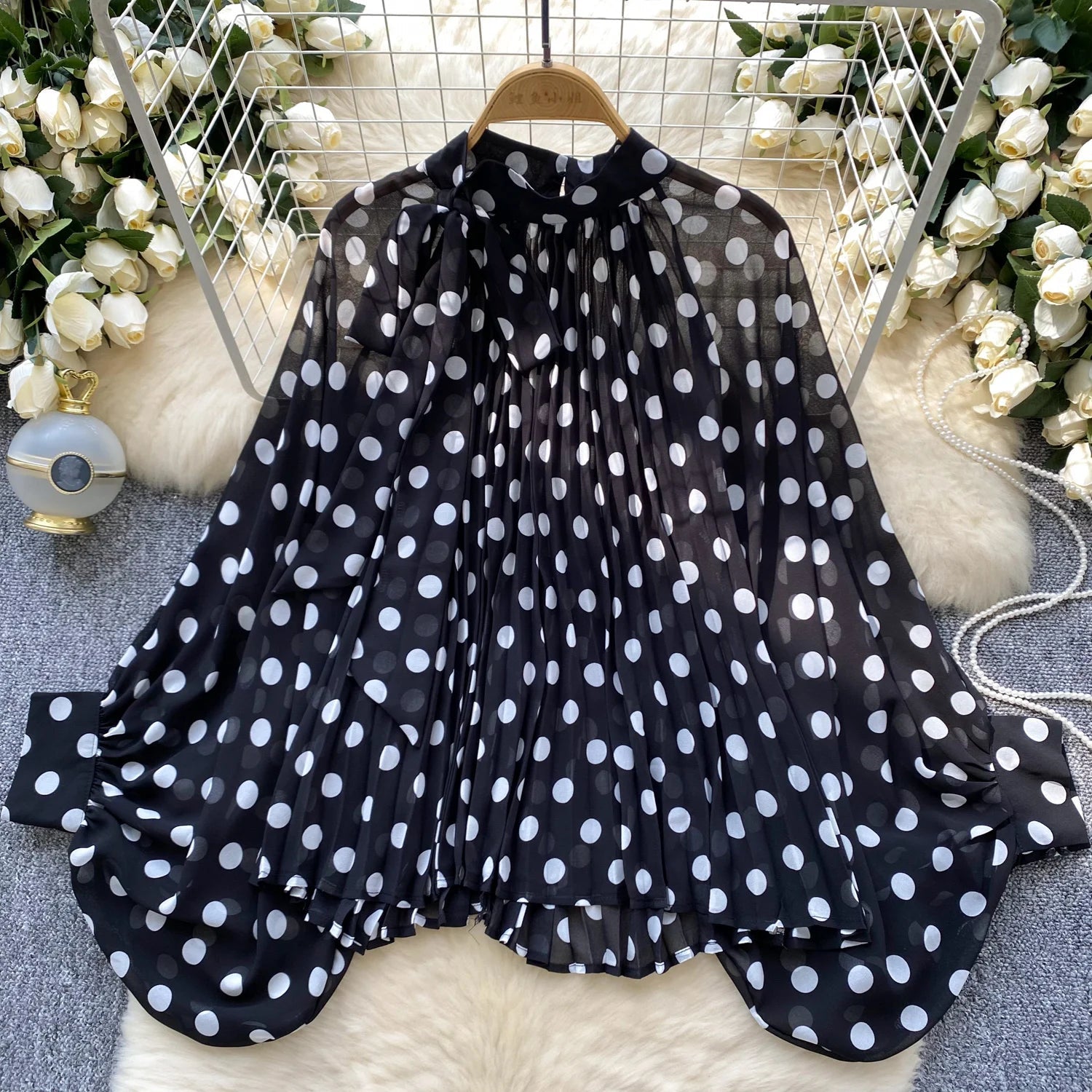 Autumn Chiffon Leopard Print Blouse Women Bow Neck Long Sleeves - American Thistle Autumn Chiffon Leopard Print Blouse Women Bow Neck Long Sleeves