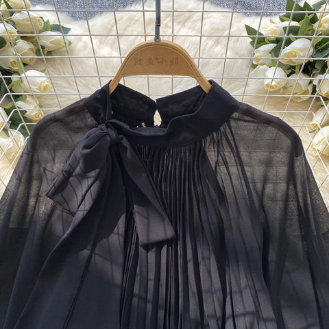 Autumn Chiffon Leopard Print Blouse Women Bow Neck Long Sleeves - American Thistle Autumn Chiffon Leopard Print Blouse Women Bow Neck Long Sleeves