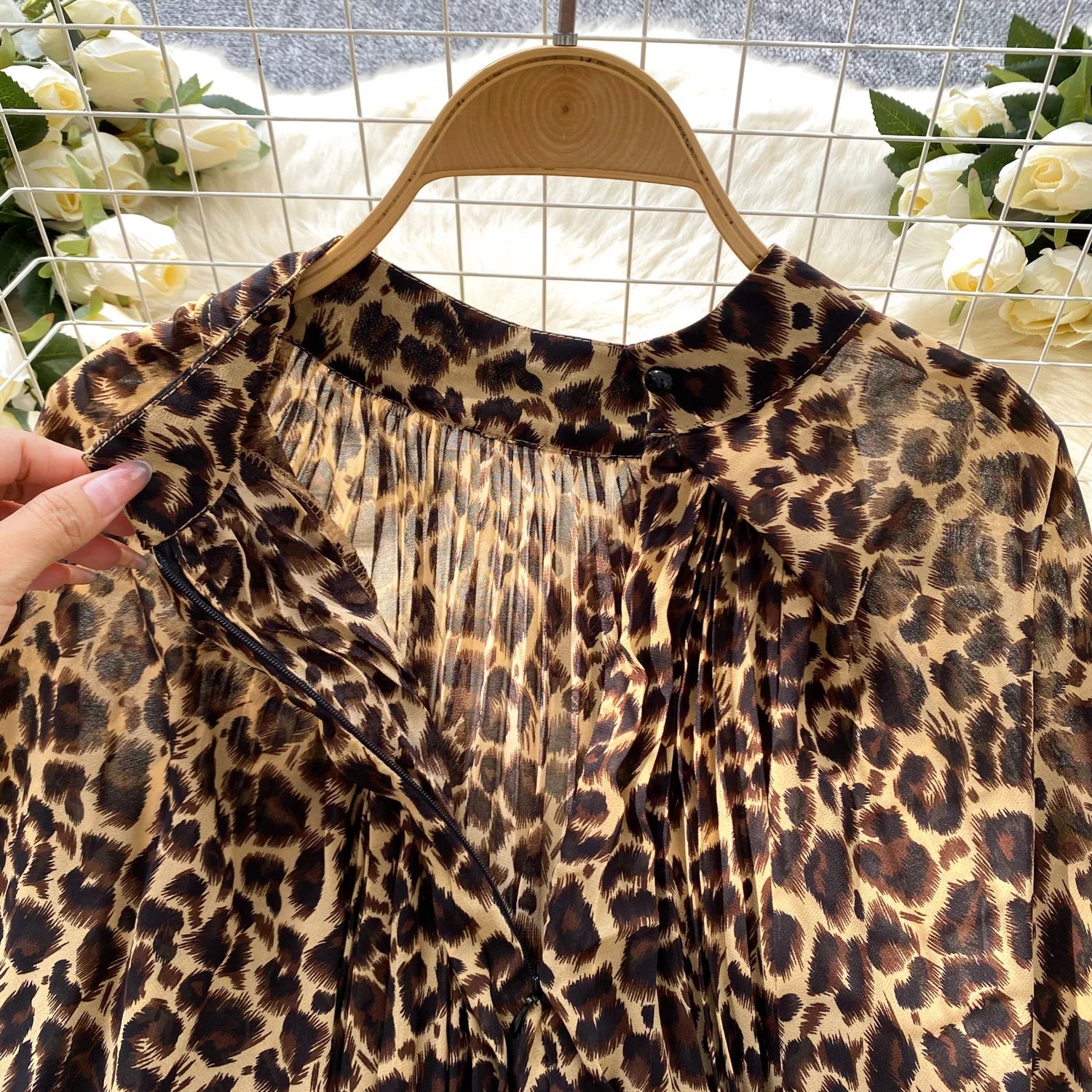Autumn Chiffon Leopard Print Blouse Women Bow Neck Long Sleeves - American Thistle Autumn Chiffon Leopard Print Blouse Women Bow Neck Long Sleeves