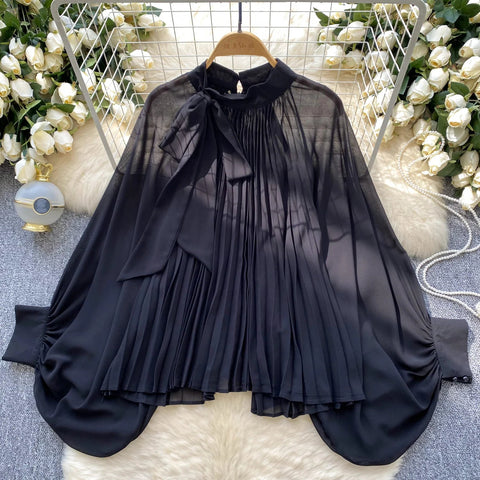 Autumn Chiffon Leopard Print Blouse Women Bow Neck Long Sleeves - American Thistle Autumn Chiffon Leopard Print Blouse Women Bow Neck Long Sleeves