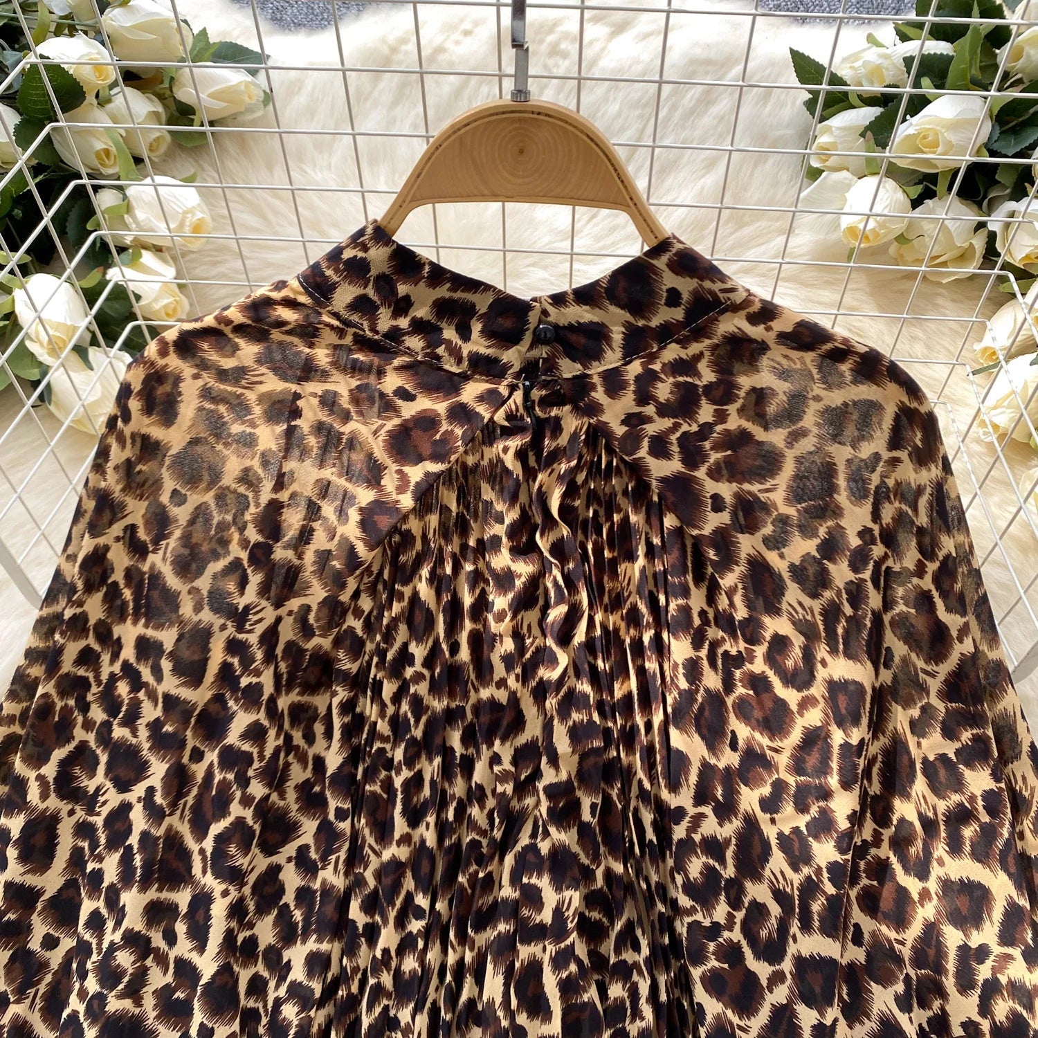 Autumn Chiffon Leopard Print Blouse Women Bow Neck Long Sleeves - American Thistle Autumn Chiffon Leopard Print Blouse Women Bow Neck Long Sleeves